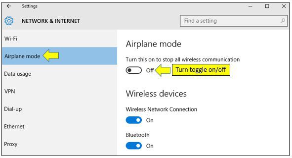 Como desligar o modo Avião (Windows 10)? Solução de problemas