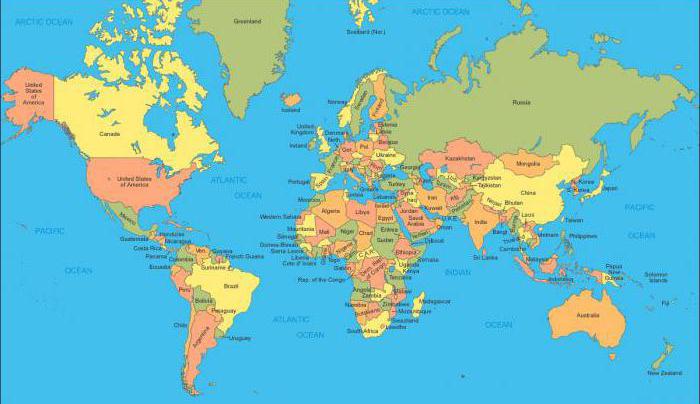 Mapa geográfico do mundo. Tipos de cartões
